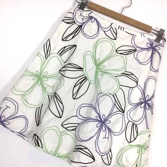 SOLD Ann Taylor A-Line Embroidered Spring Skirt - Picture 3 of 5